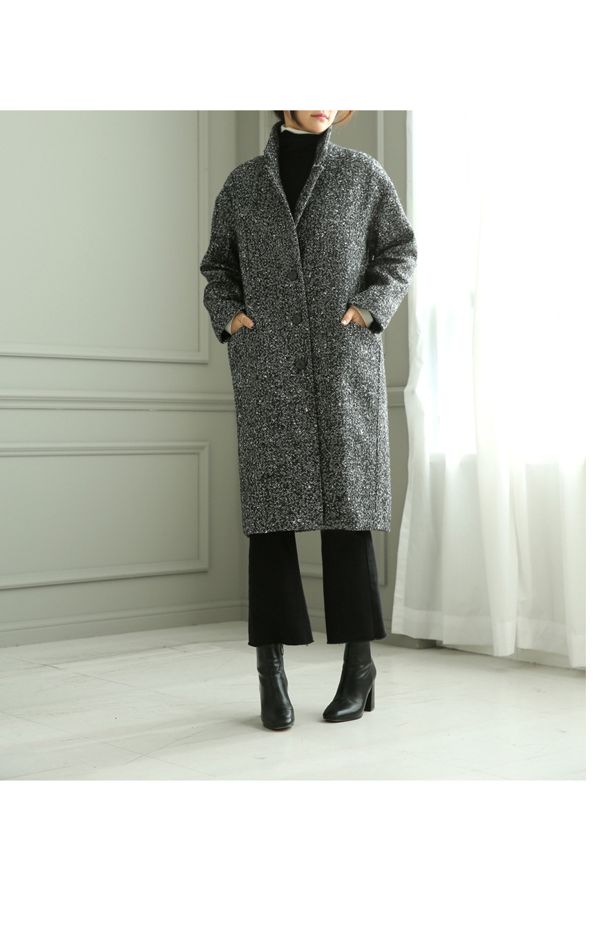 2020冬季新品韩版翻领长款过膝呢大衣夹棉加厚宽松雪花毛呢外套女