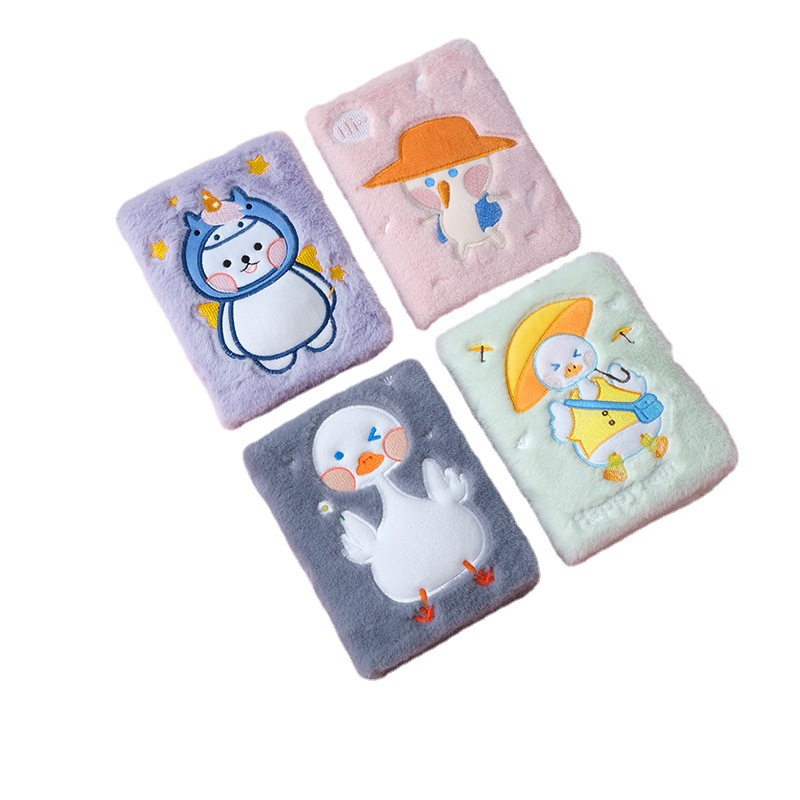 Colorful Embroidery Cartoon Notebook Cute Plush Decompression Journal Book Primary and Secondary School Students Portable Notepad in Stock