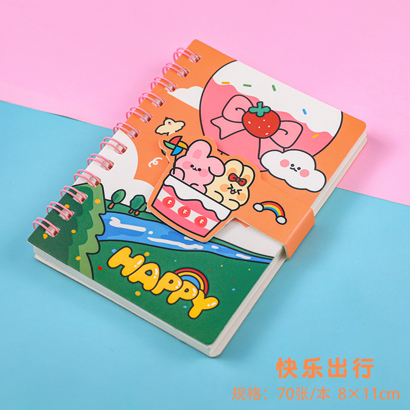 Cartoon Magnetic Buckle Coil Notebook Student Mini-Portable Pocket Notepad Cute Creative Notebook Stationery Notebook