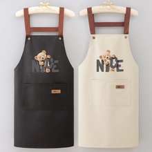 小熊图案厨房防水防油上班工作服餐饮男女韩版围腰围裙可印logo