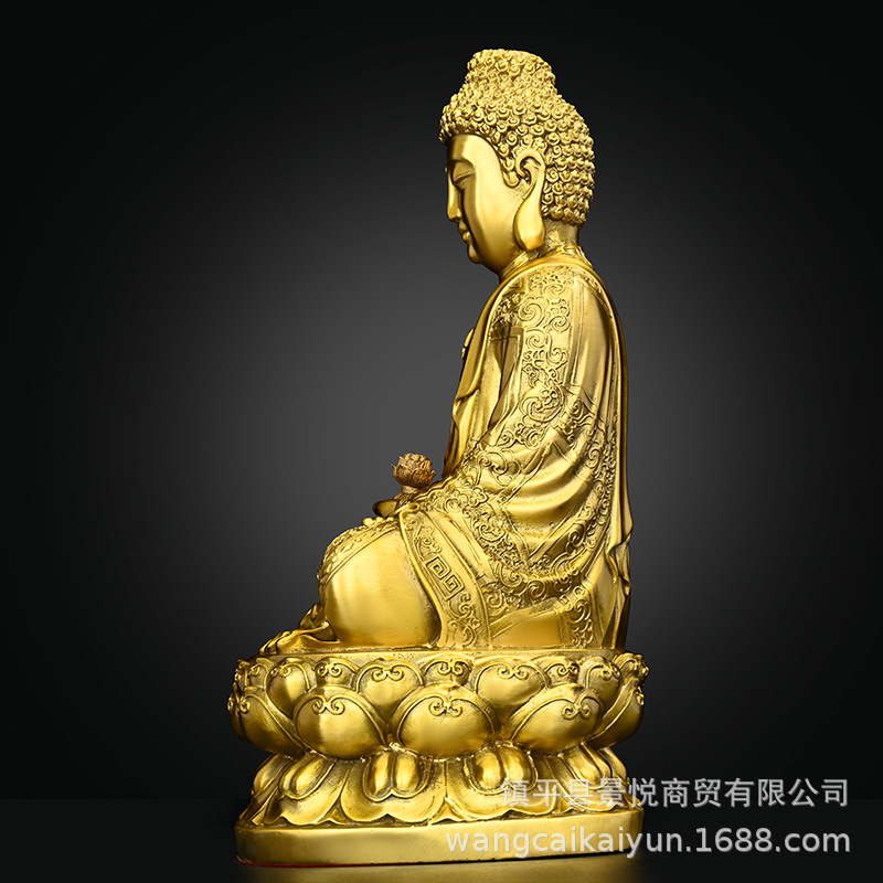 阿弥陀佛摆件纯铜坐莲花释迦牟尼佛祈福家用大号手捧莲花铜像