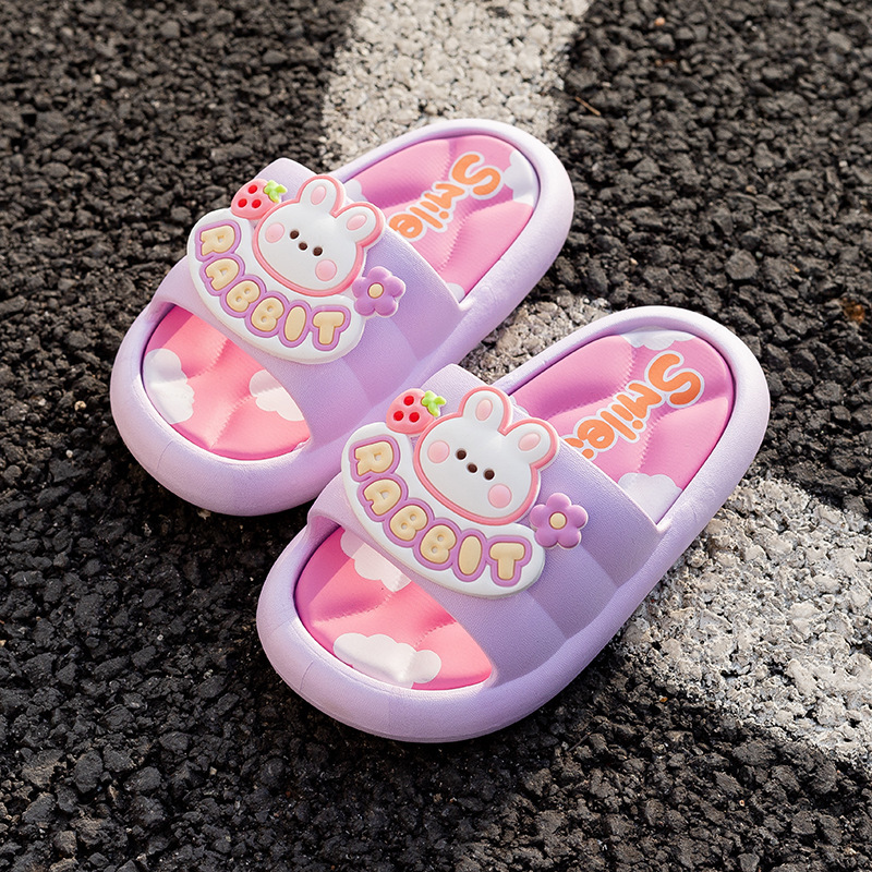 New Summer Cute Children's Slippers Cartoon Bear Non-Slip Wear-Resistant Outdoor Pink Bunny Children's Slippers