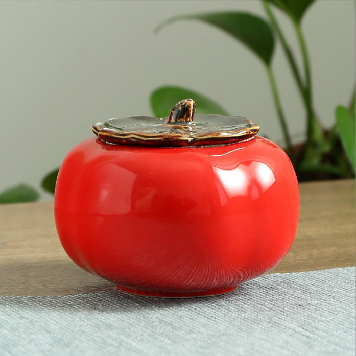 Lucky Persimmon Persimmon Shape Tea Jar Ceramic Sealed Filling Wedding Candy Jar Gift Gift Box with Hand Activity Small Gift