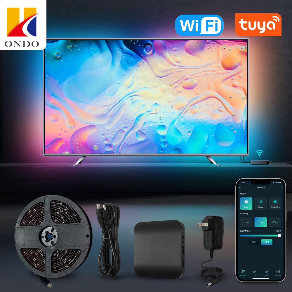 Graffiti Smart TV Light with TV Hdmi Screen Synchronization Background Colorful Ambience Light Voice Control