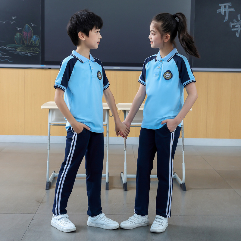 儿童校服棉小学生短袖t恤运动校服班服夏季套装学院风宽松中小学