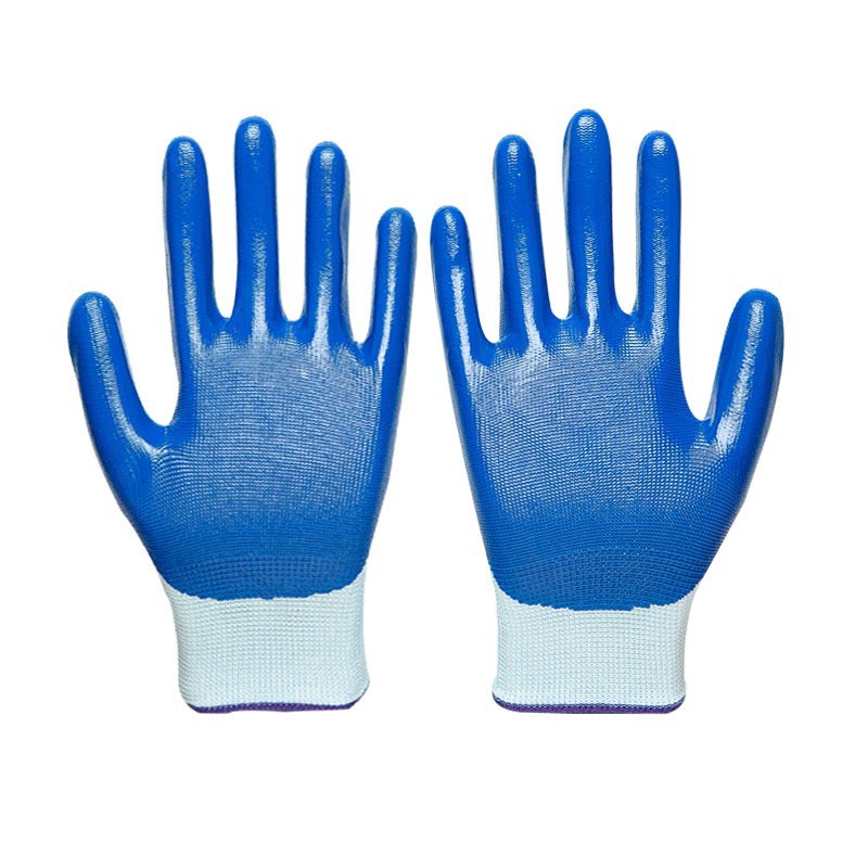 In Stock Wholesale Labor Protection Gloves 13-Pin Nylon Nitrile Gloves Thickened Non-Slip Dipping Silicone Glove Protective Gloves