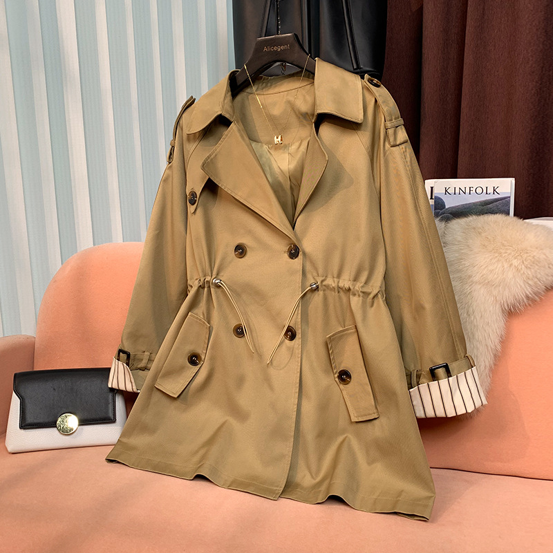 卡其色短款小个子英伦风高级感风衣外套女装2024春秋新款气质大衣