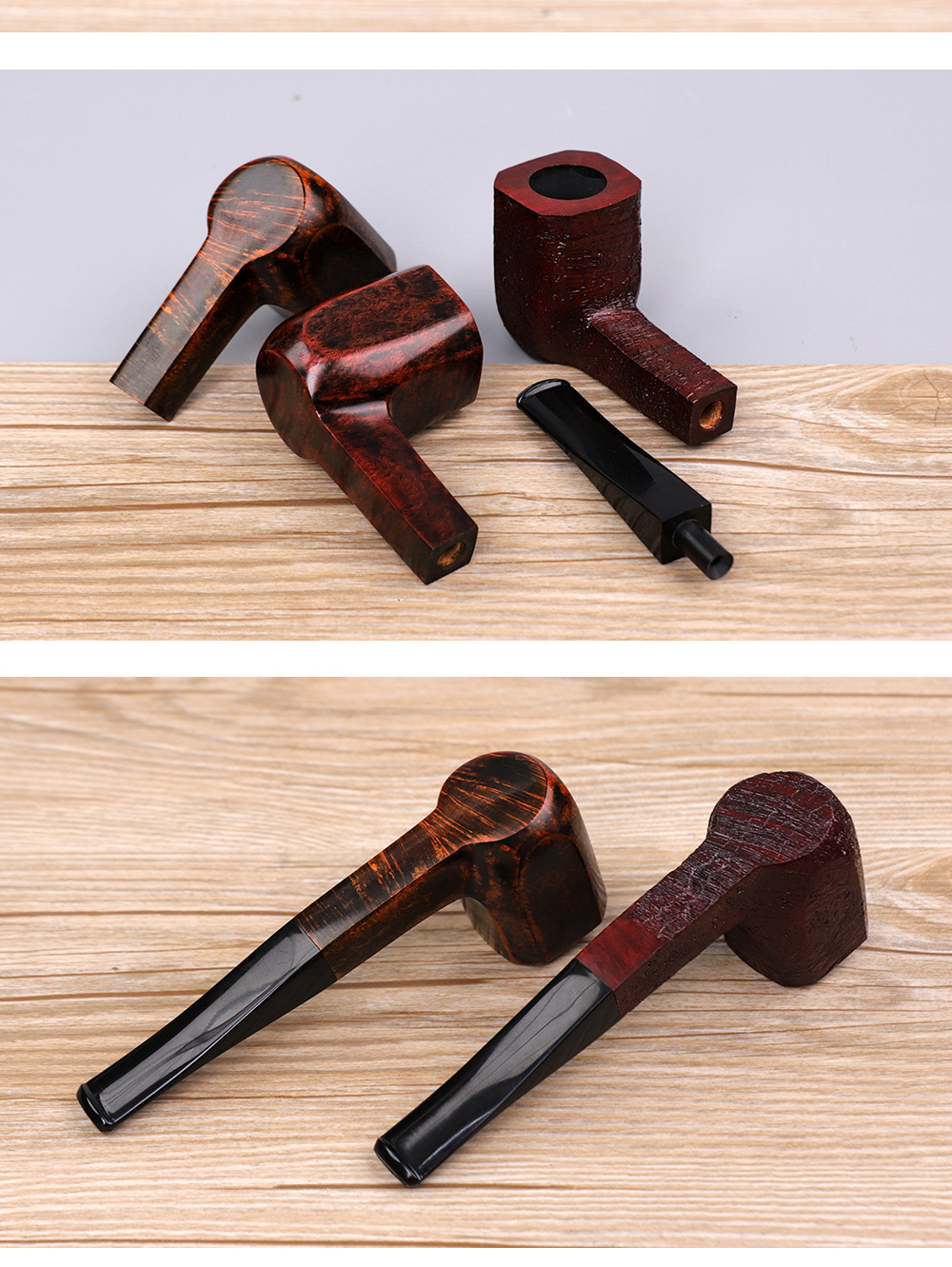 木香自由式实木石楠木烟斗烟丝3mm榫头判官款木制烟斗木质烟斗