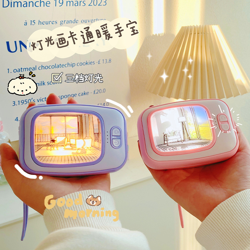 Winter Cross-Border Light Painting Night Light Heating Pad Girls Heating Portable Mini Cute Student Hand Warmer Gift