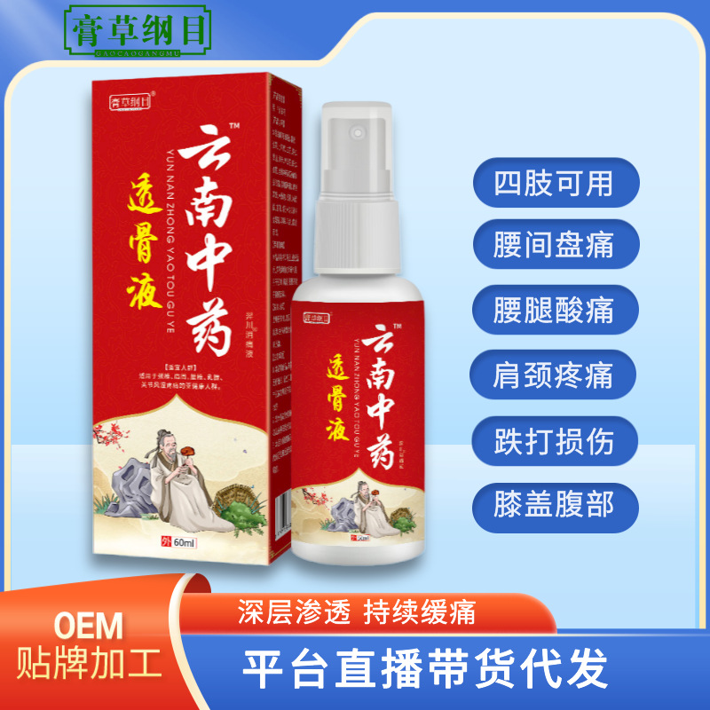 云南透骨液喷剂肩颈腰腿膝盖关节疼痛平台直播代发展销会跑江湖