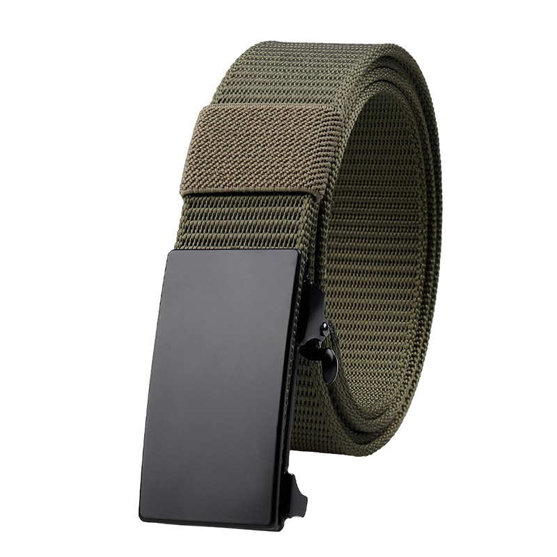 亚马逊新款帆布腰带 合金针扣男士休闲腰带 坦克纹透气时尚腰带