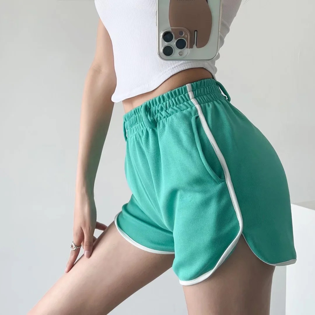 辣妹时尚拼色薄款休闲热裤女夏季欧美宽松显瘦运动居家短裤卫裤