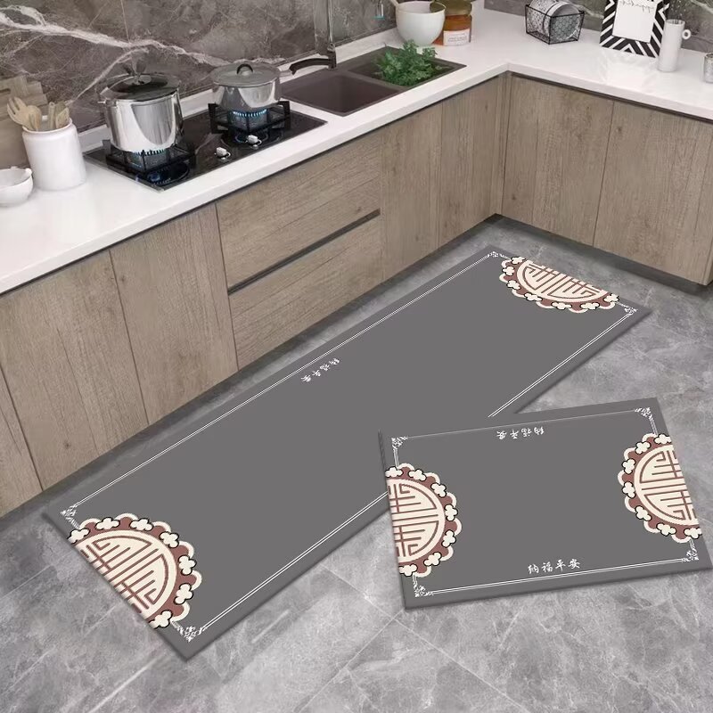 Chinese Style Diatom Ooze Printed Soft Mat Kitchen Two-Piece Set Floor Mat Absorbent Oil-Absorbing Non-Slip Mat Set Carpet