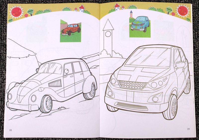 汽车酷车涂色画儿童宝宝画画本涂鸦填色绘画册幼儿启蒙入门起步书