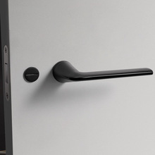 豪蒂意式极简门锁室内卧室磁吸静音房门锁黑色生态门锁现代木门锁