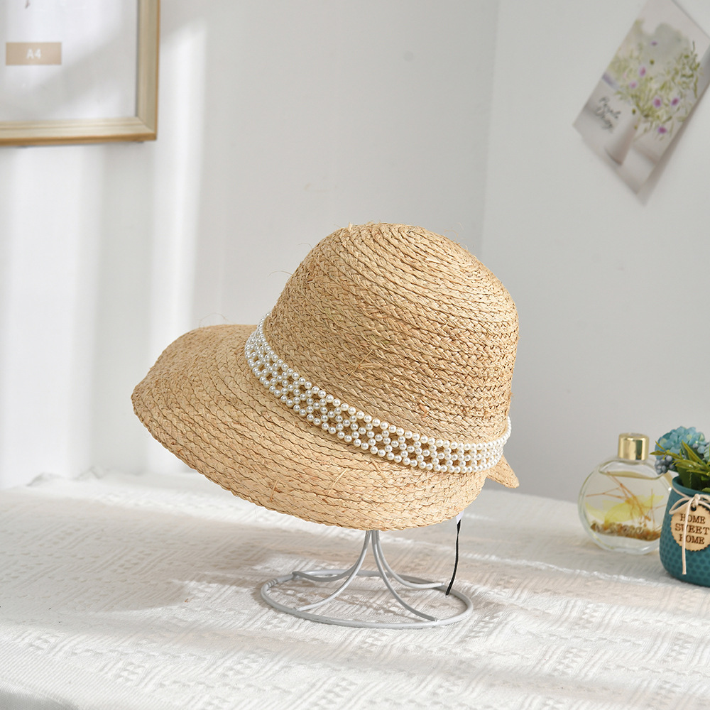 Korean Style Lantern Hat Raffia Hat Bow Patch Hat Big Brim Sun Hat Sun-Proof Straw Hat Factory Wholesale