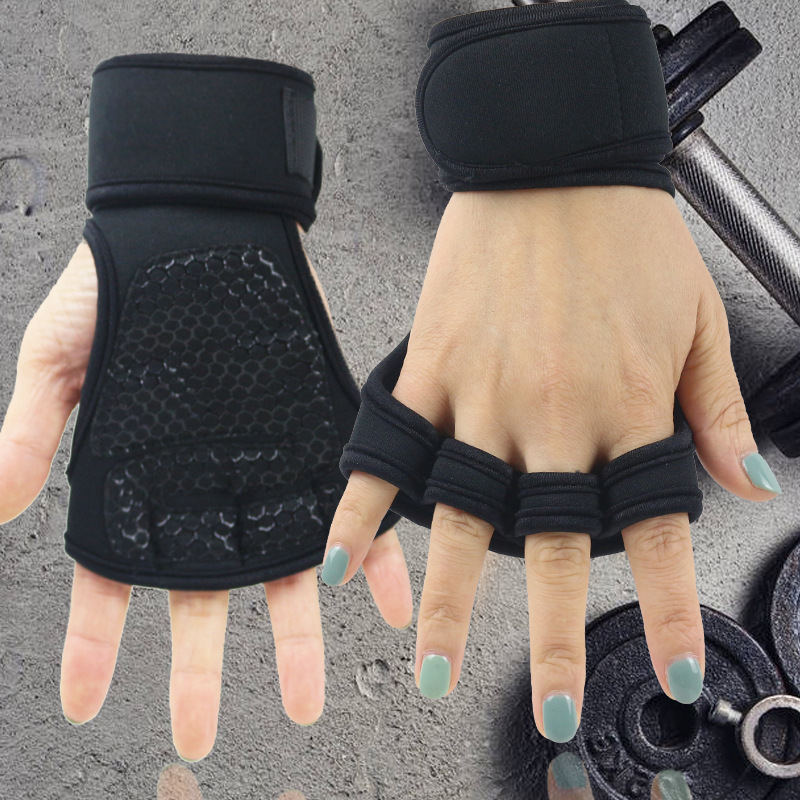 Fitness Half Finger Pull-up Wrist Protector Dumbbell Men's Sports Equipment Wrist Gloves Women's Hard Pull Barbell Gloves