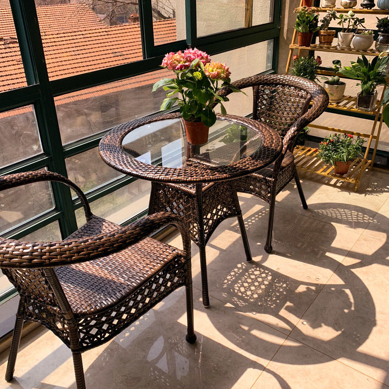 藤椅三件套阳台桌椅子户外腾椅靠背家用凳子桌子茶桌一套休闲套装