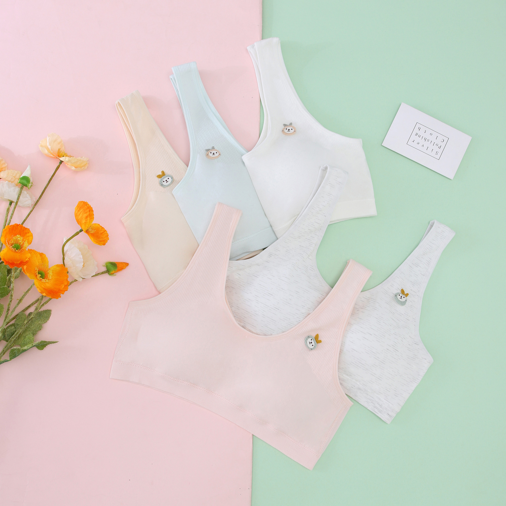 女童发育期中学生内衣无缝固定杯纯棉小背心少女款高中生文胸批发