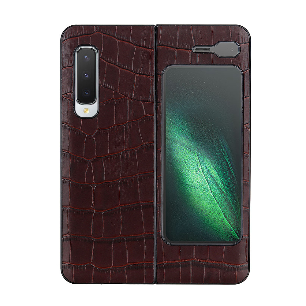 适用三星w20手机壳fold折叠屏鳄鱼纹牛皮保护套z fold2贴皮硬壳5g