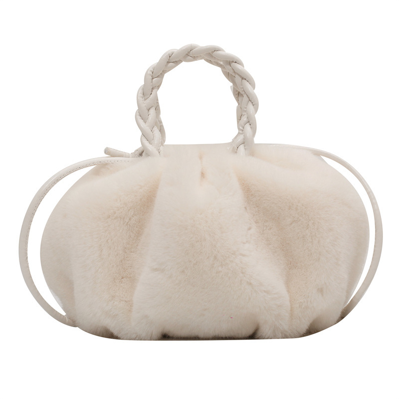 Trendy Women's Bags Portable Fur Bag Autumn and Winter New Pleated Cloud Bag High Sense Plush Bag Underarm Shoulder Crossbody