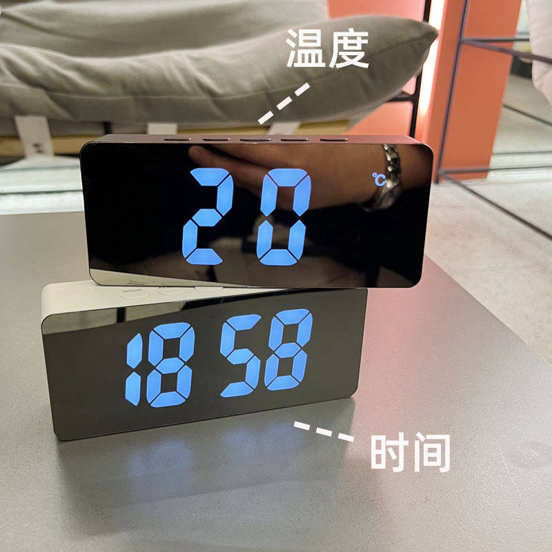 Cross-Border Hot Selling Led Electronic Alarm Clock Desktop Simple Mirror Luminous Digital Clock Ins Student Only Alarm Clock