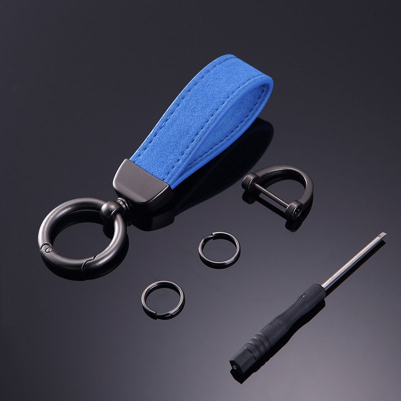 Suede Car Key Ring Hardware Fashion Brand Multi-Functional Anti-Drop Accessories Suede Men's and Women's Metal Pendant Wholesale