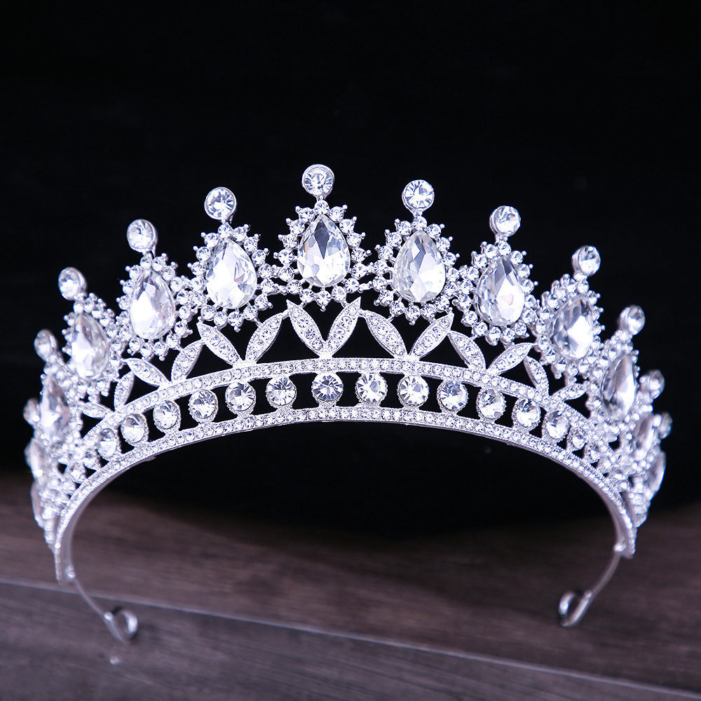 Bridal Headdress European Wedding Dress Bridal Crown Alloy Rhinestone Crystal Birthday Crown Hair Accessories Cross-Border Wholesale