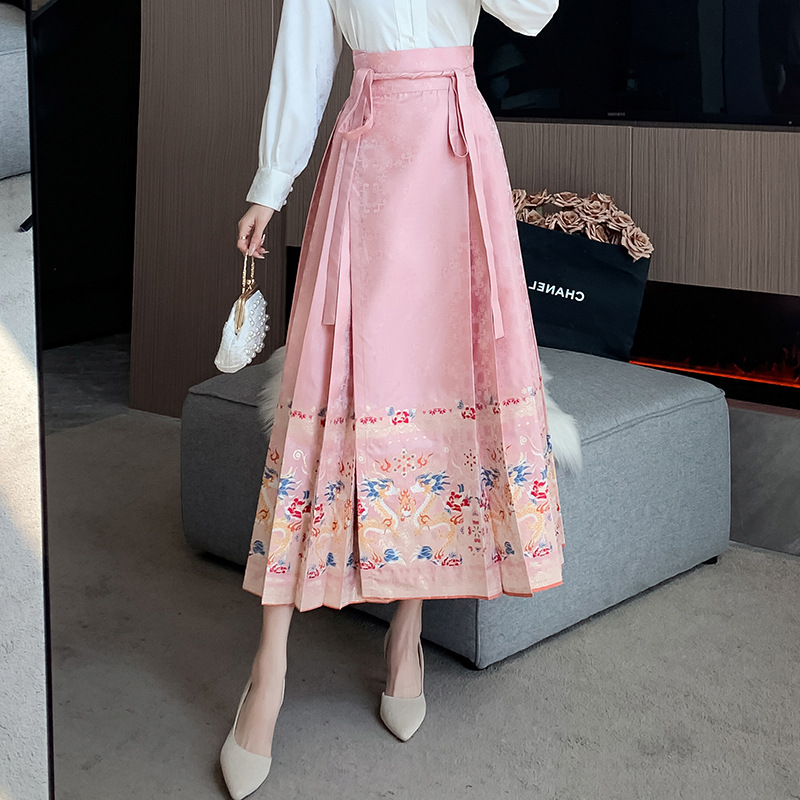 Cross-Border Supply Spring and Summer 2024 New Chinese Style Skirt Women's Summer Changtongqin Horse-Face Skirt Skirt