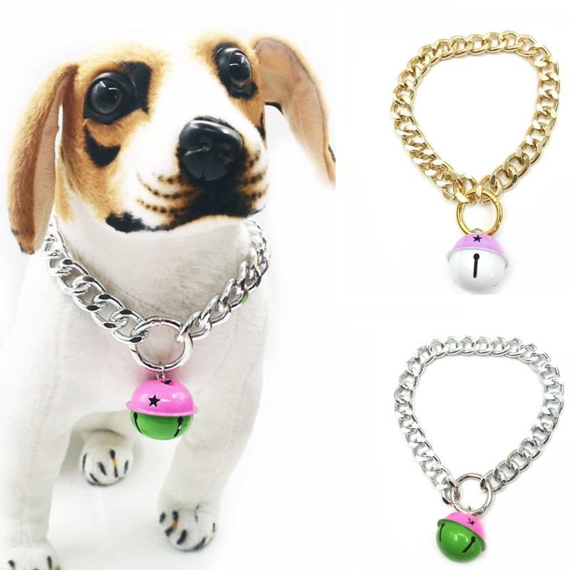 亚马逊2022新款宠物金属项链狗狗大号铃铛项圈饰品批发狗项圈金链