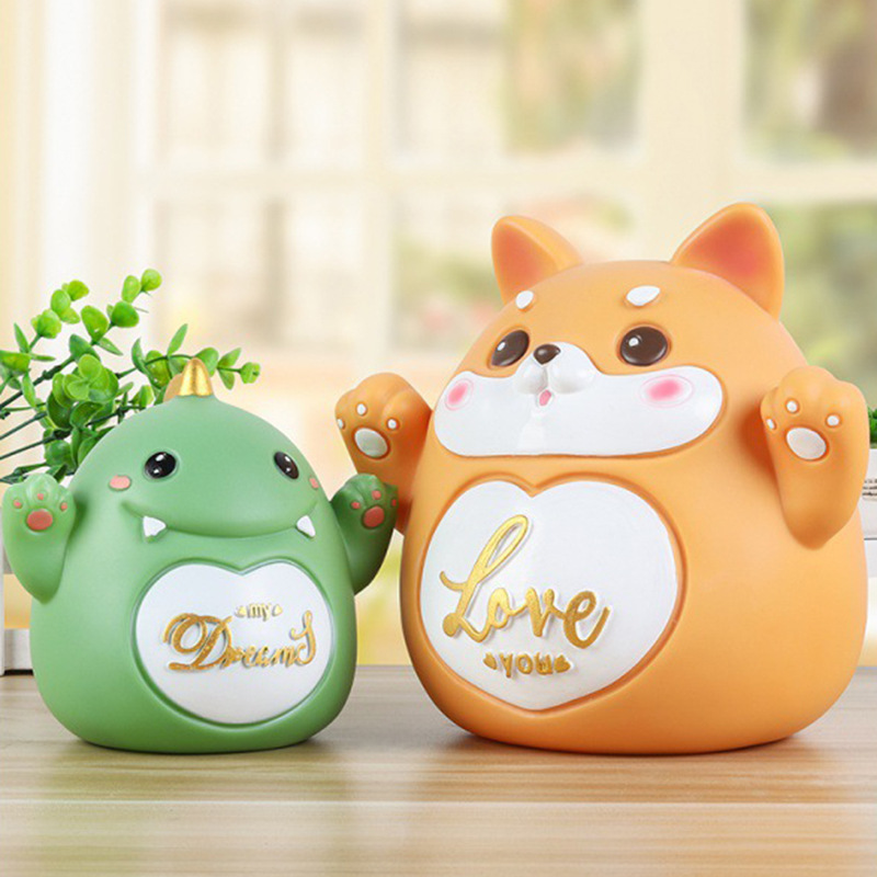 卡通动物造型儿童存钱罐可爱招手萌宠搪胶防摔储蓄罐儿童房间摆件