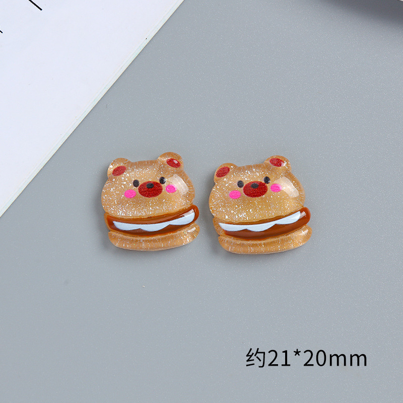 Cartoon Cute Bread Bear Cream Glue Phone Case DIY Material Package Handmade Hair Accessories Resin Accessories