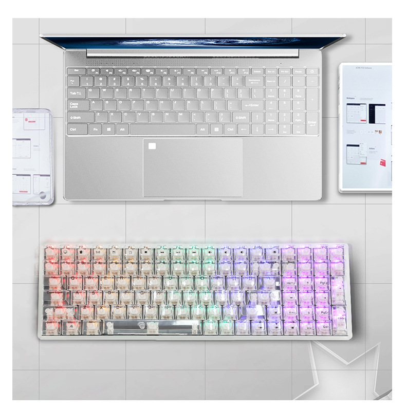 Yunguoguo K10 Single Mode Wired Mechanical Keyboard 100 Key Transparent Key CAP Support Customized Chemical Power Competitive Game Keyboard