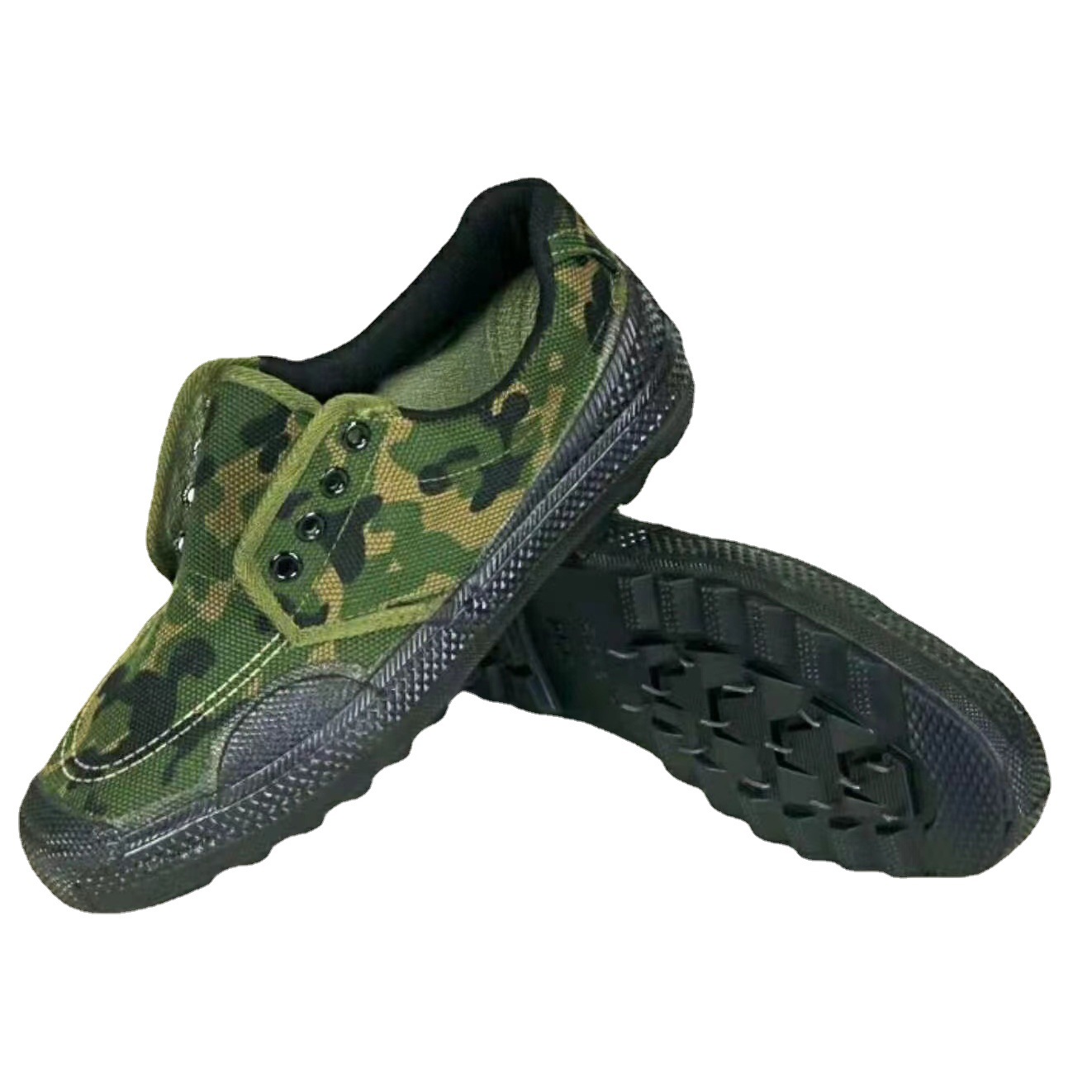 裕东迷彩胶鞋作训干活农田工地耐磨硫化橡胶底男女帆布低帮劳保鞋