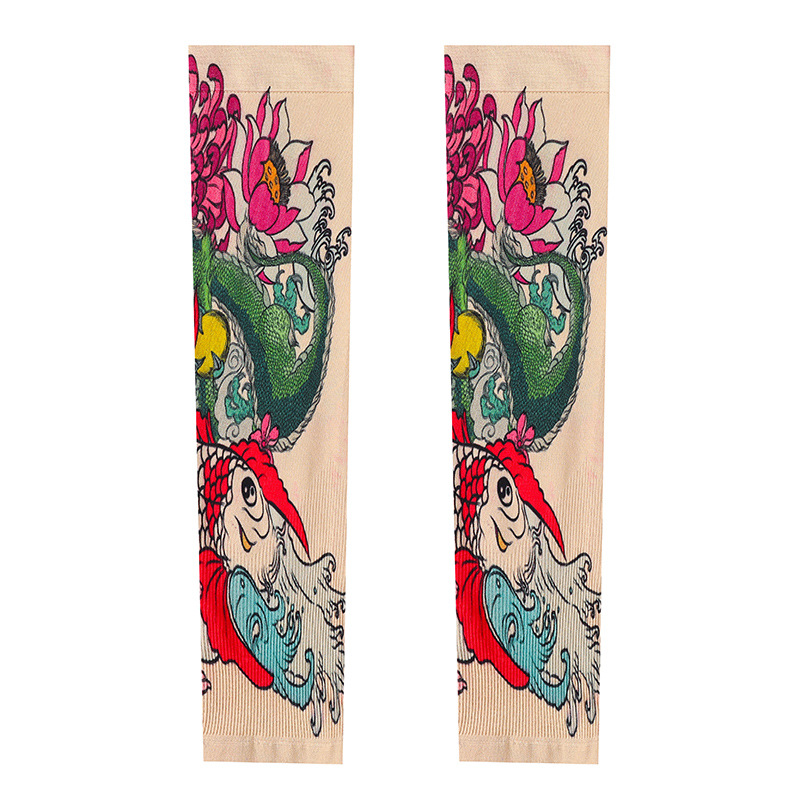 New Tattoo Sun Protection Oversleeve National Fashion Summer UV Protection Outdoor Riding Net Red Flower Arm Ice Sleeve Tattoo Arm Sleeve