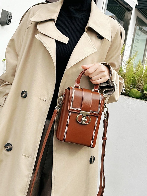 Leather Phone Bag High-Grade Messenger Bag Retro Autumn and Winter Small Shoulder Bag for Women Versatile Handbag Shoulder Niche Women Bag