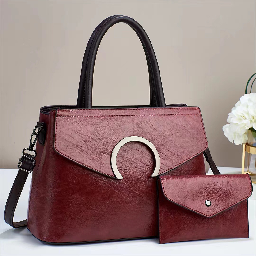  Portable Women's Bag Fashion Shoulder Women's Bag Two-Piece Set Mother and Child Bag Women's Shoulder Bag Solid Color