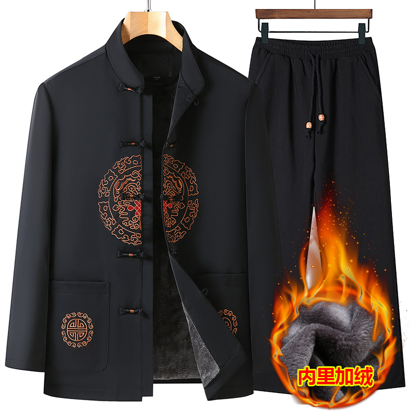 老人唐装男士套装春秋中国风爷爷生日祝寿衣服中老年爸爸冬季套装