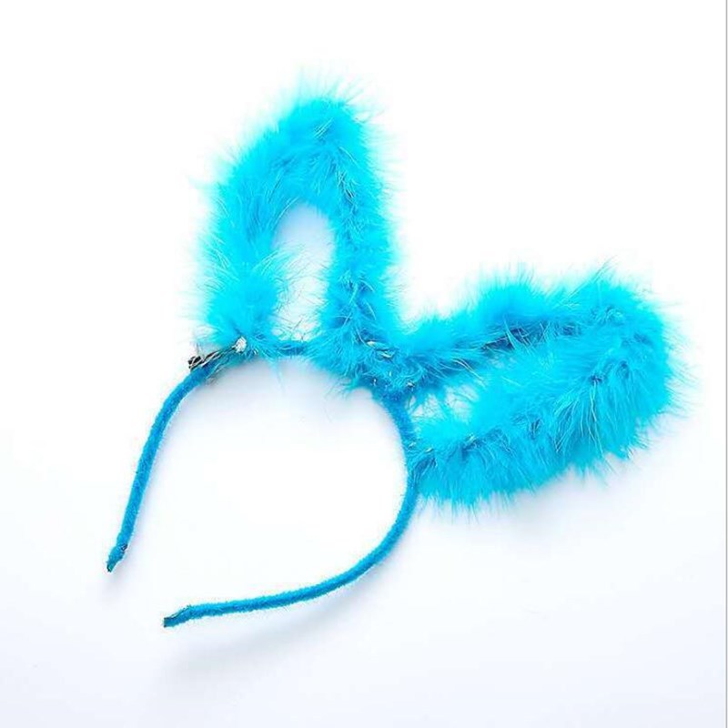 Shiny Feather Rabbit Ears Luminous Headband Plush Gold Silk Cat Ears Headband Stall Toy Promotional Gifts