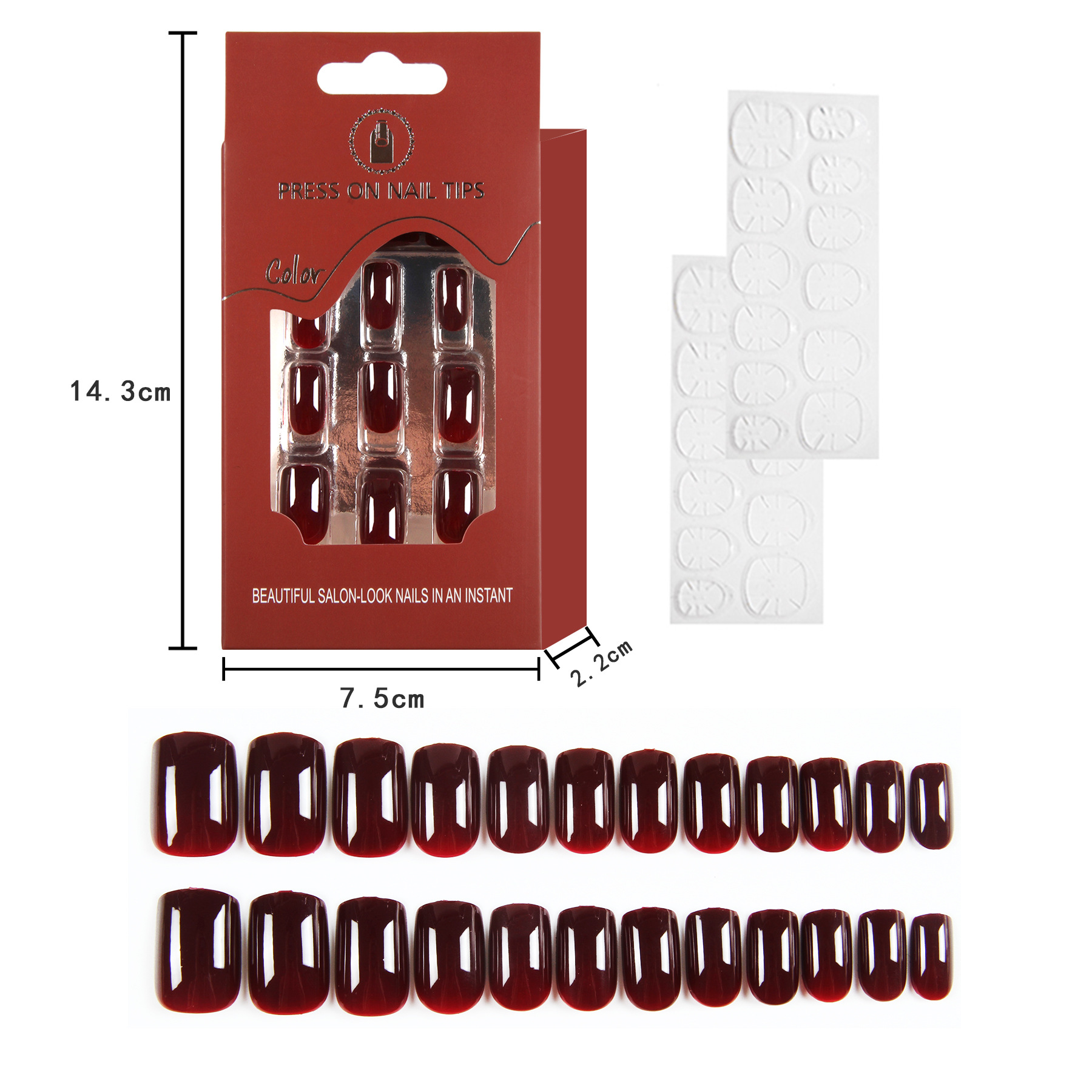 Best Seller in Europe and America Mid-Length Square Head Solid Color Wear Armor Monochrome 24 Pieces Finished Product Fake Nails Matching Back Glue in Stock