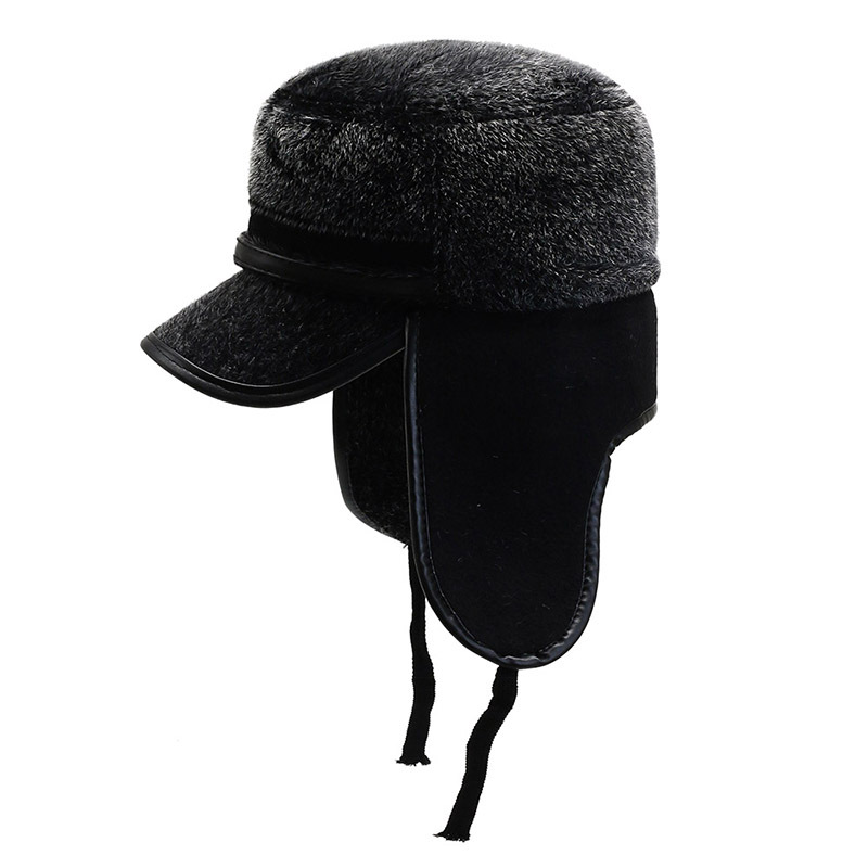 Middle-Aged and Elderly Mink-like Thickened Baseball Cap Men's Hat Winter Warm Old Dad Ear Protection Autumn and Winter Peaked Cap