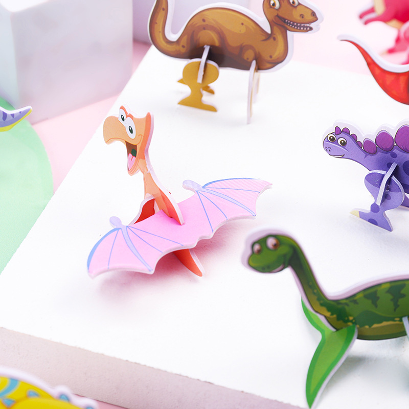 Children's Paper Dinosaur Three-Dimensional Small Puzzle Cute Cartoon Dinosaur Modeling Three-Dimensional Small Puzzle Toy Accessories Gift