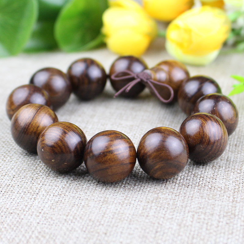 厂家批发越南黑花梨木手串虎皮纹檀香木佛珠手链男女士情侣小饰品