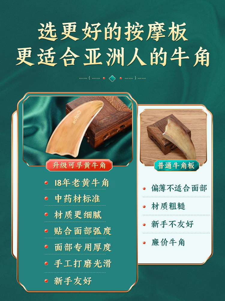 内蒙古天然牛角刮痧板面部专用提拉刮脸眼美容全身通用正品鞭砭石