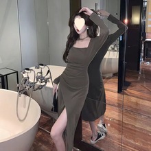 春季新款韩版时尚气质设计感修身显瘦包臀裙泡泡袖长袖连衣裙女