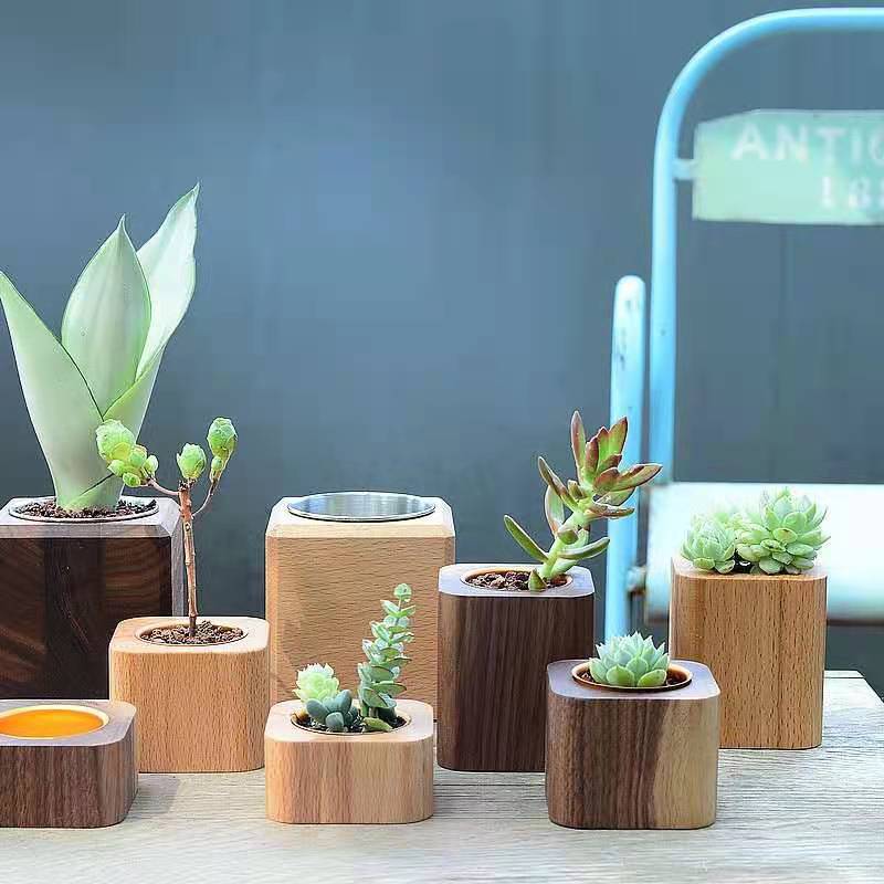 Production of Nordic Wooden Home Decoration Succulent Flower Box Flower Pot Ins Mini Desk Pen Holder Candlestick Ornaments