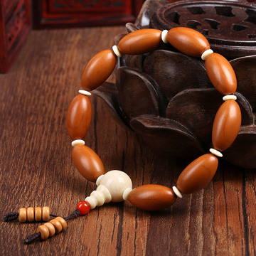 橄榄核手串正圆光珠原籽脖挂长串素核尖珠手链男士大单籽项链配饰