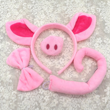 可爱卡通毛绒小猪发箍粉红猪耳朵头箍情景剧演出发卡洗脸猪猪发饰