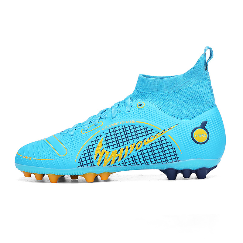跨境高帮足球鞋tf碎钉人造草坪ag钉皮足男女儿童青少年学生训练鞋