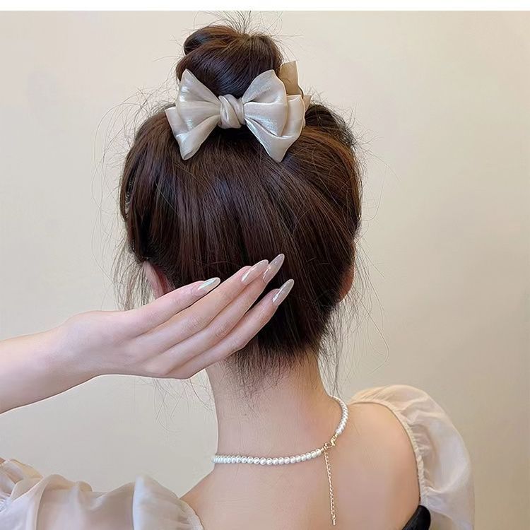 French Style Bow Princess Hairstyle Grip Women's New Sweet Style Bun Artifact High Sense Clamp